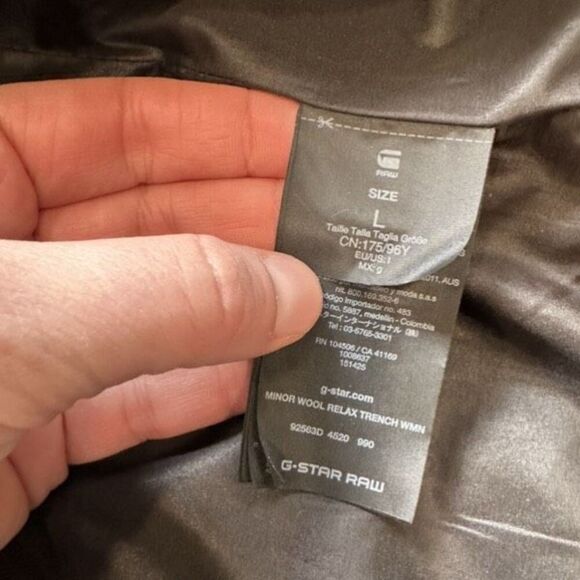 G-Star Raw Women's Wool Lined Relax Trench Overcoat Jacket Charcoal Gray Large - Picture 12 of 16